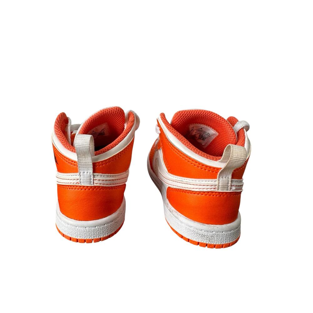 Nike Air Jordan 1 Mid SE Electro Orange & White Toddler Kids Sneakers Size 8C - Picture 2 of 10